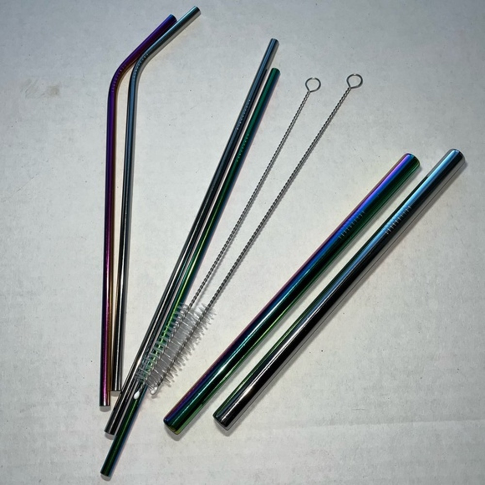 Reusable Metal Drinking Straws Set of 6 with Carrying‎ Bag Eco-friendly
